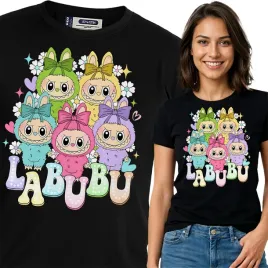 koszulka-damska-czarna-bawelna-t-shirt-xxl-nadruk-wzory-labubu