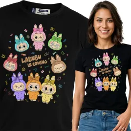 koszulka-damska-czarna-bawelna-t-shirt-s-nadruk-wzory-labubu