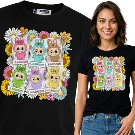 koszulka-damska-czarna-bawelna-t-shirt-l-nadruk-wzory-labubu