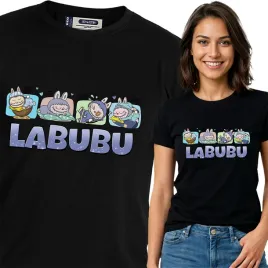 koszulka-damska-czarna-bawelna-t-shirt-s-nadruk-wzory-labubu