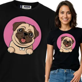 koszulka-damska-czarna-bawelna-t-shirt-s-nadruk-pieskowe-wzory