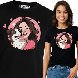 koszulka-damska-czarna-bawelna-t-shirt-s-nadruk-pieskowe-wzory