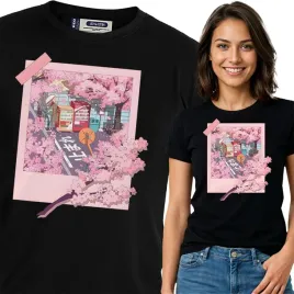 koszulka-damska-czarna-bawelna-t-shirt-m-nadruk-japonia