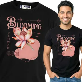 koszulka-meska-czarny-bawelna-t-shirt-l-nadruk-wzory-kwiaty-top