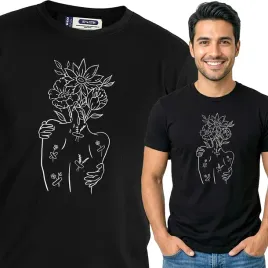 koszulka-meska-czarny-bawelna-t-shirt-xxl-nadruk-kwiatowe-wzory-motywy