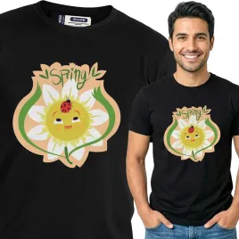 koszulka-meska-czarny-bawelna-t-shirt-m-nadruk-kwiatowe-wzory