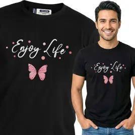 koszulka-meska-czarny-bawelna-t-shirt-l-nadruk-wzory-kwiaty-top