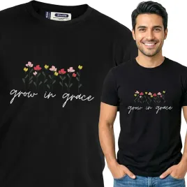 koszulka-meska-czarny-bawelna-t-shirt-m-nadruk-kwiatowe-wzory-motywy