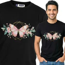 koszulka-meska-czarny-bawelna-t-shirt-xxl-nadruk-kwiatowe-wzory
