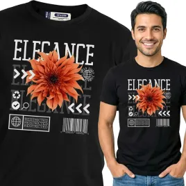 koszulka-meska-czarny-bawelna-t-shirt-xl-nadruk-wzory-kwiaty-top