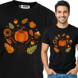 koszulka-meska-czarny-bawelna-t-shirt-xxl-nadruk-jesienne-wzory-pumpkin