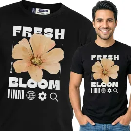 koszulka-meska-czarny-bawelna-t-shirt-m-nadruk-wzory-kwiaty-top