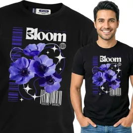 koszulka-meska-czarny-bawelna-t-shirt-s-nadruk-wzory-kwiaty-top