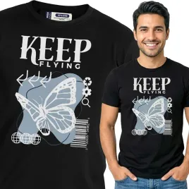 koszulka-meska-czarny-bawelna-t-shirt-s-nadruk-wzory-kwiaty-top