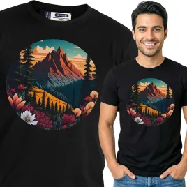 koszulka-meska-czarna-bawelna-t-shirt-s-nadruk-gory-kamping
