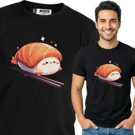 koszulka-meska-czarna-bawelna-t-shirt-m-nadruk-sushi