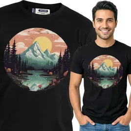 koszulka-meska-czarna-bawelna-t-shirt-m-nadruk-gory-kamping