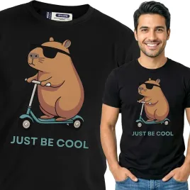 koszulka-meska-czarna-bawelna-t-shirt-m-nadruk-kapibara-capybara