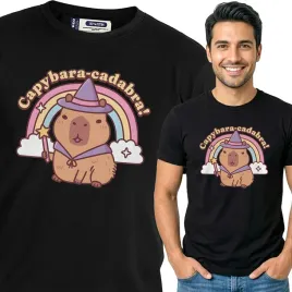 koszulka-meska-czarna-bawelna-t-shirt-m-nadruk-kapibara-capybara