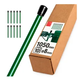 10-x-pret-naciagowy-do-siatki-ogrodzeniowej-1050mm-zielony-z-zaslepka