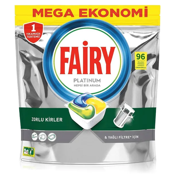 Kapsułki Fairy Platinum All In One do zmywarki cytrynowe 96 sztuk