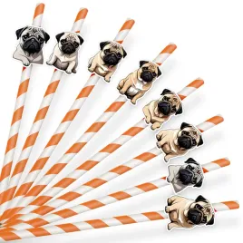papierowe-slomki-urodzinowe-ozdoba-pies-psy-rasa-mops-pug-8-szt