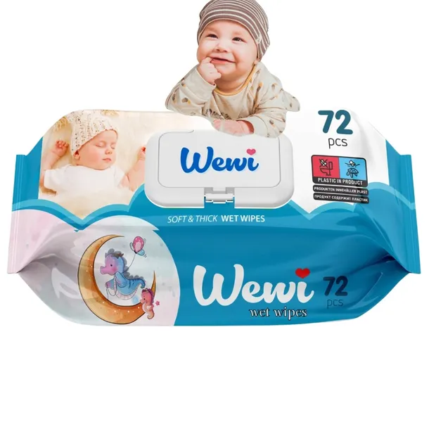 Wewi Baby Delikatne Chusteczki Nawilżane dla Niemowląt i Dzieci 72 szt.