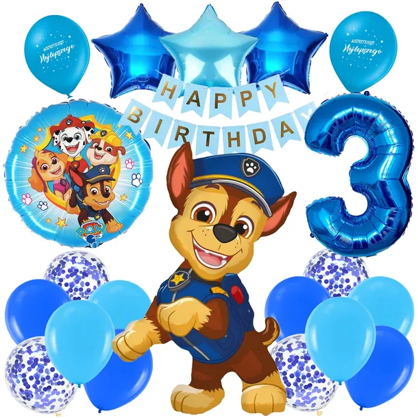 ZESTAW BALONÓW CHASE PSI PATROL BALON CYFRA 3 LATA BALONY TRZECIE URODZINY