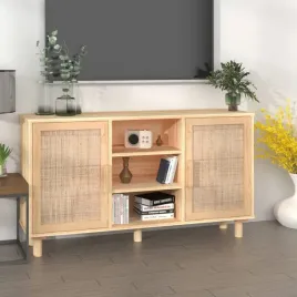 vidaxl-kredens-brazowa-105x30x60-cm-lita-sosna-i-naturalny-rattan