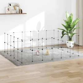 vidaxl-klatka-dla-zwierzat-z-bramka-44-panele-czarna-35x35-cm-stal