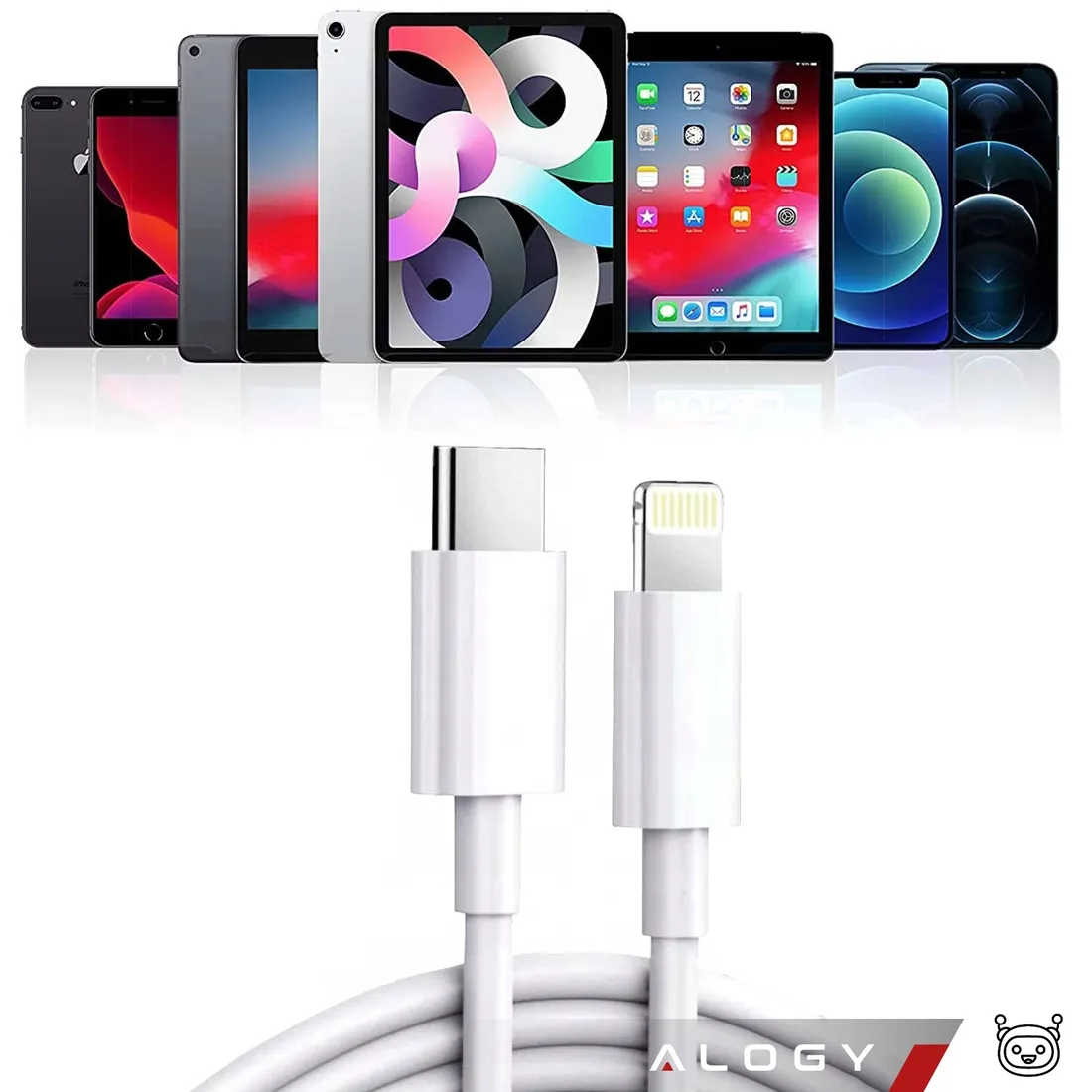 kabel-alogy-usb-typ-c-apple-lightning-2-m-bialy