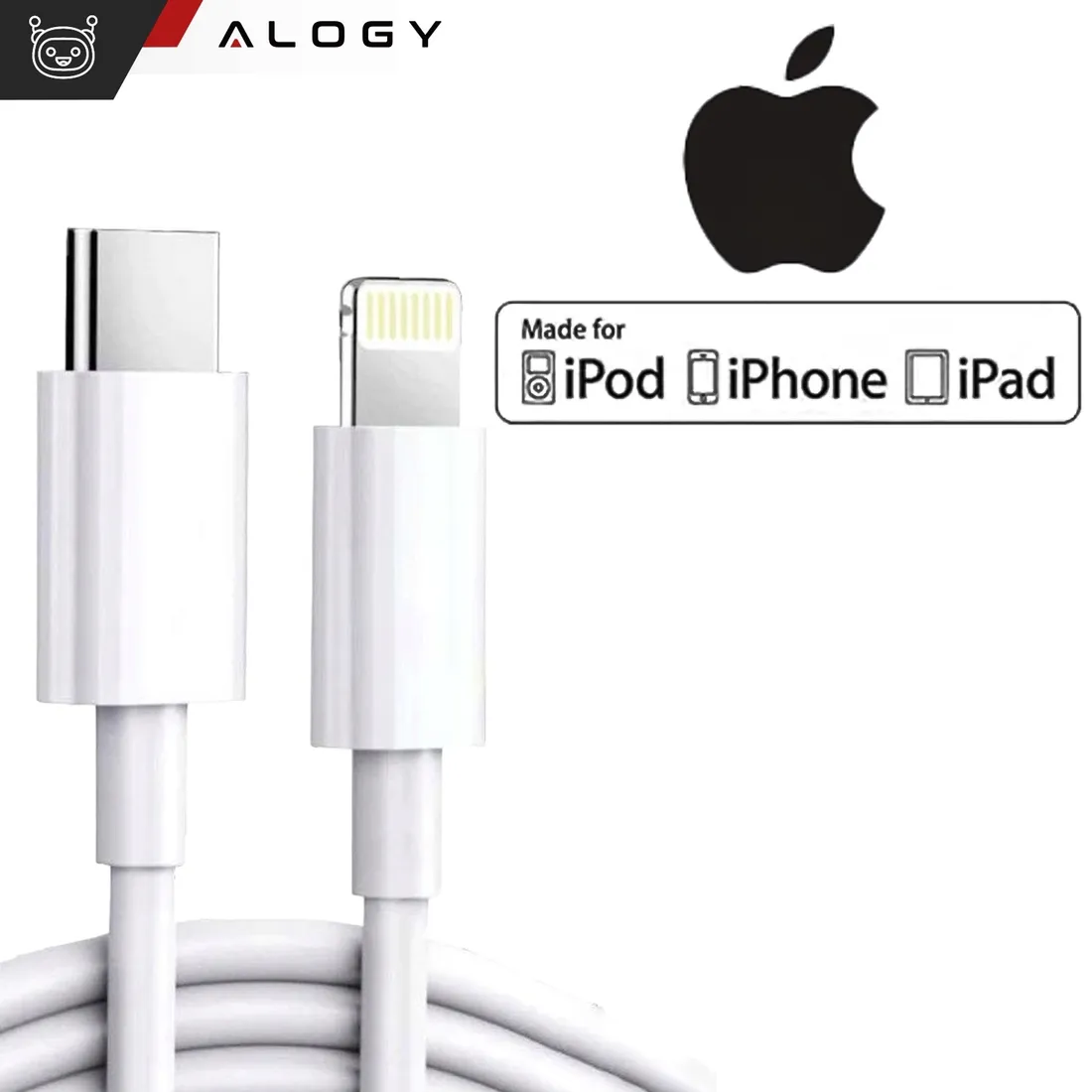 kabel-alogy-usb-typ-c-apple-lightning-2-m-bialy