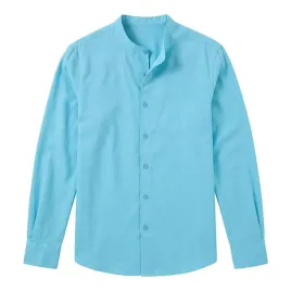 koszula-meska-xxl-lniana-dlugi-rekaw-stojka-bawelna-regular-blekitna-casual