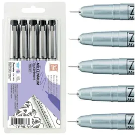 cienkopisy-kuretake-millenium-czarne-zestaw-5-sztuk-005-01-03-05-08-mm