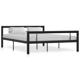 vidaxl-rama-lozka-czarno-biala-metalowa-160-x-200-cm