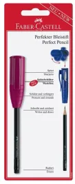 faber-castell-olowek-z-nasadka-temperowka-i-gumka-perfect-b-rozowy