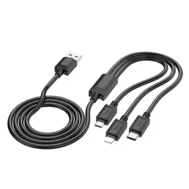 hoco-kabel-3w1-usb-a-do-lightning-micro-usb-typ-c-2a-x74-1-m-czarny