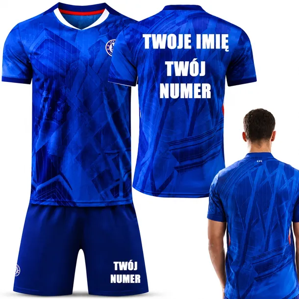 KOMPLET PIŁKARSKI KOSZULKA PERSONALIZACJA CHELSEA LONDYN TWÓJ NADRUK