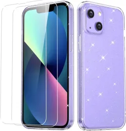 zestaw-etui-do-apple-iphone-13-mini-silikonowe-brokatowe-2x-szklo-hartowane