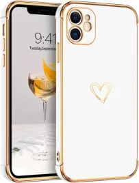 etui-apple-iphone-11-silikonowe-biale-zlote-dodatki-serduszko-a2111
