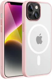 etui-do-apple-iphone-14-rozowa-ramka-przezroczyste-matowe-plecki-magsafe