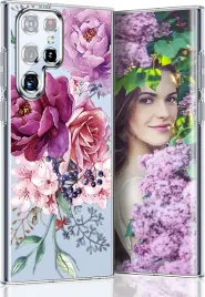 etui-do-samsung-galaxy-s22-ultra-bezbarwne-plecki-rozowe-kwiaty-silikonowe