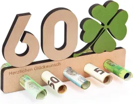 drewniany-stojak-na-pieniadze-60-urodziny-zielona-koniczynka-na-szczescie