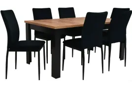 6-czarnych-krzesel-tapicerowanych-i-stol-90x160-200-dab-craft