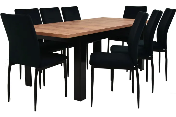 Zestaw na 8 osób STÓŁ 90x160/200 DĄB CRAFT i 8 krzeseł TAPCIEROWANYCH