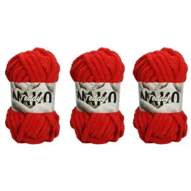 gruba-wloczka-na-koce-nako-teddy-13200-czerwony-pakiet-3x200gr