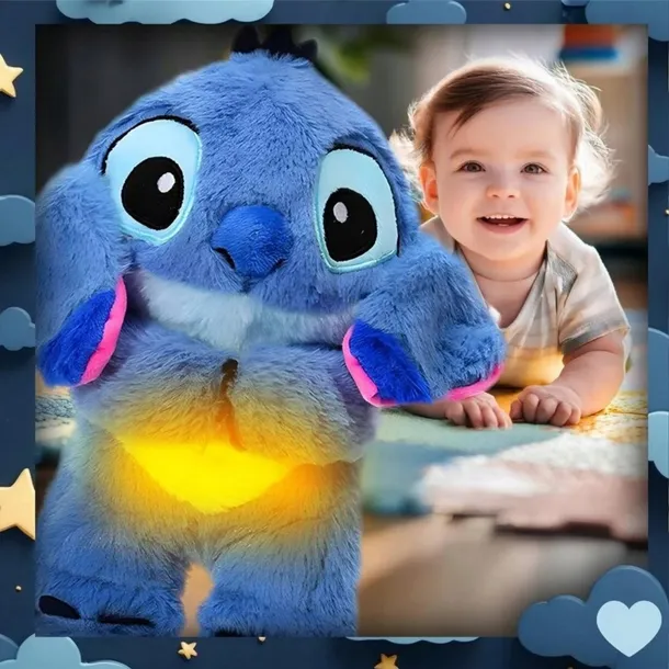 Miś szumiś tuliś maskotka Stitch pluszak uspokaja oddycha dźwięk szum przytulanka white noise