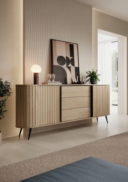 Komoda Skandynawska LOVI 200 cm w kolorze dąb cremona LAMELE