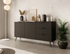 lante-komoda-czarna-160-cm-3-szuflady-ryflowana-czarne-nogi-uchwyty