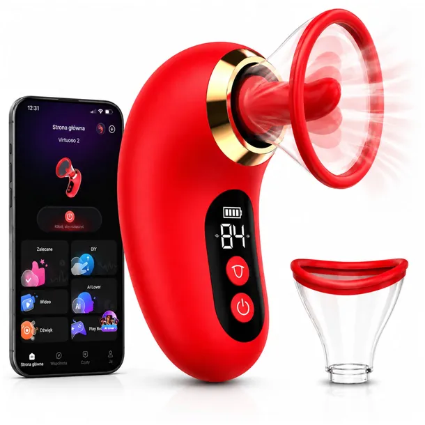 WIBRATOR SSĄCY 5w1 APP LCD USB WODOODPORNY LIZANIE WIBRACJE DLA KOBIET HIT!